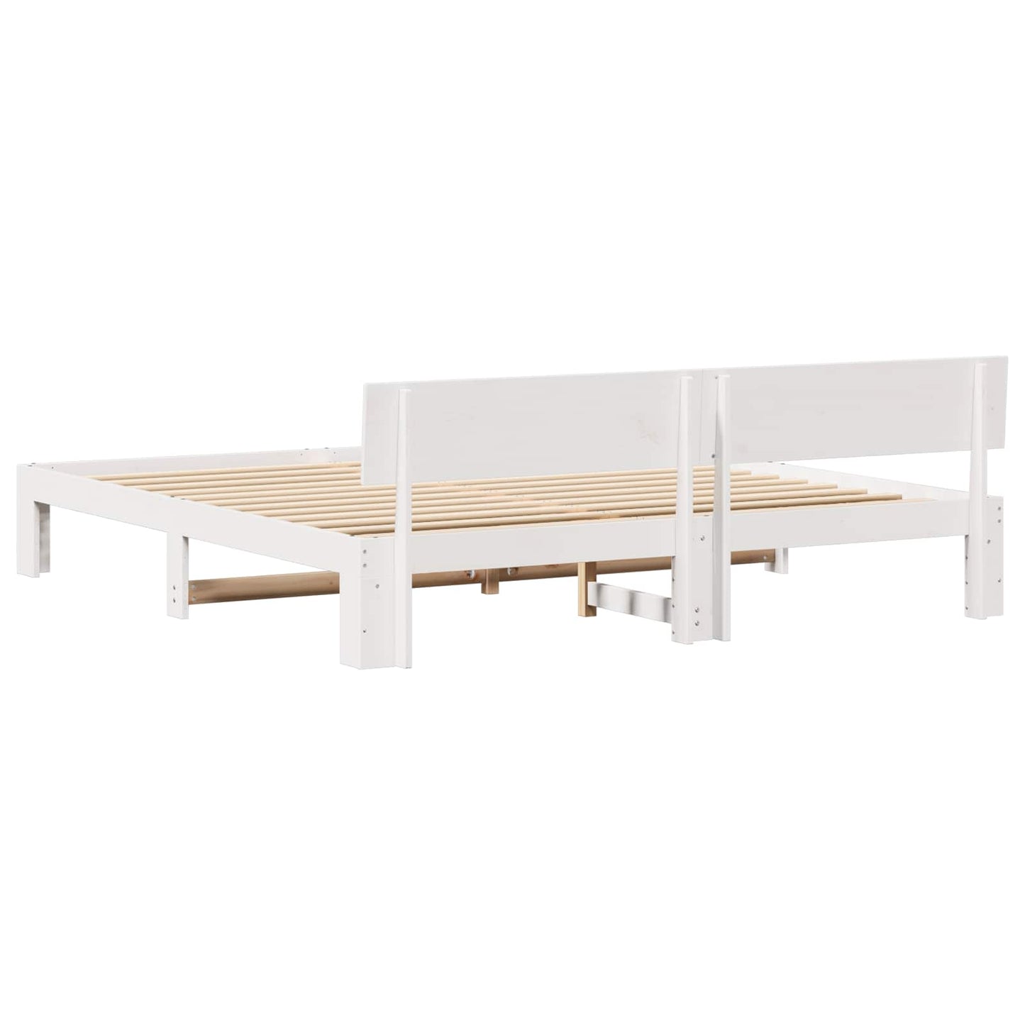 Sengestel med hovedgærde Hvid 180 x 200 cm Massiv fyrretræ
