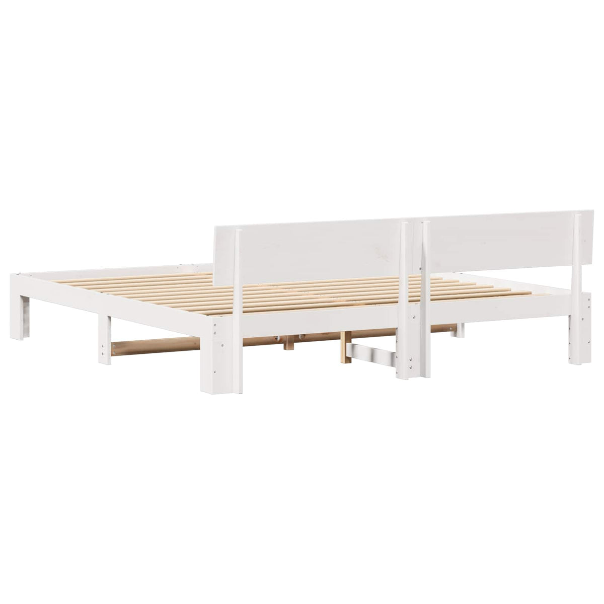 Sengestel med hovedgærde Hvid 180 x 200 cm Massiv fyrretræ