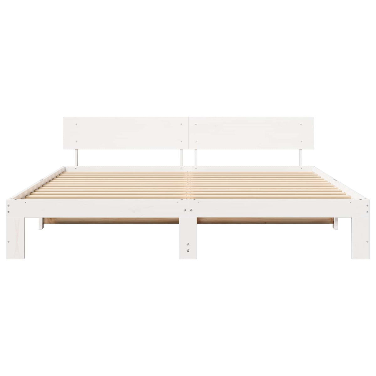 Sengestel med hovedgærde Hvid 180 x 200 cm Massiv fyrretræ