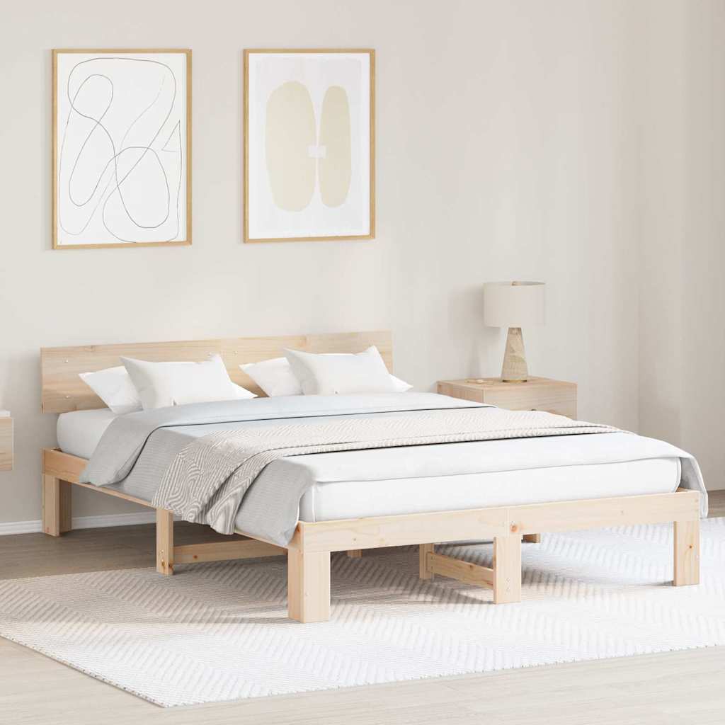 Sengestel Naturfarvet 140 x 200 cm Massiv fyrretræ