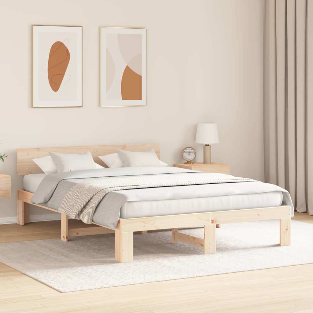 Sengestel Naturfarvet 140 x 200 cm Massiv fyrretræ