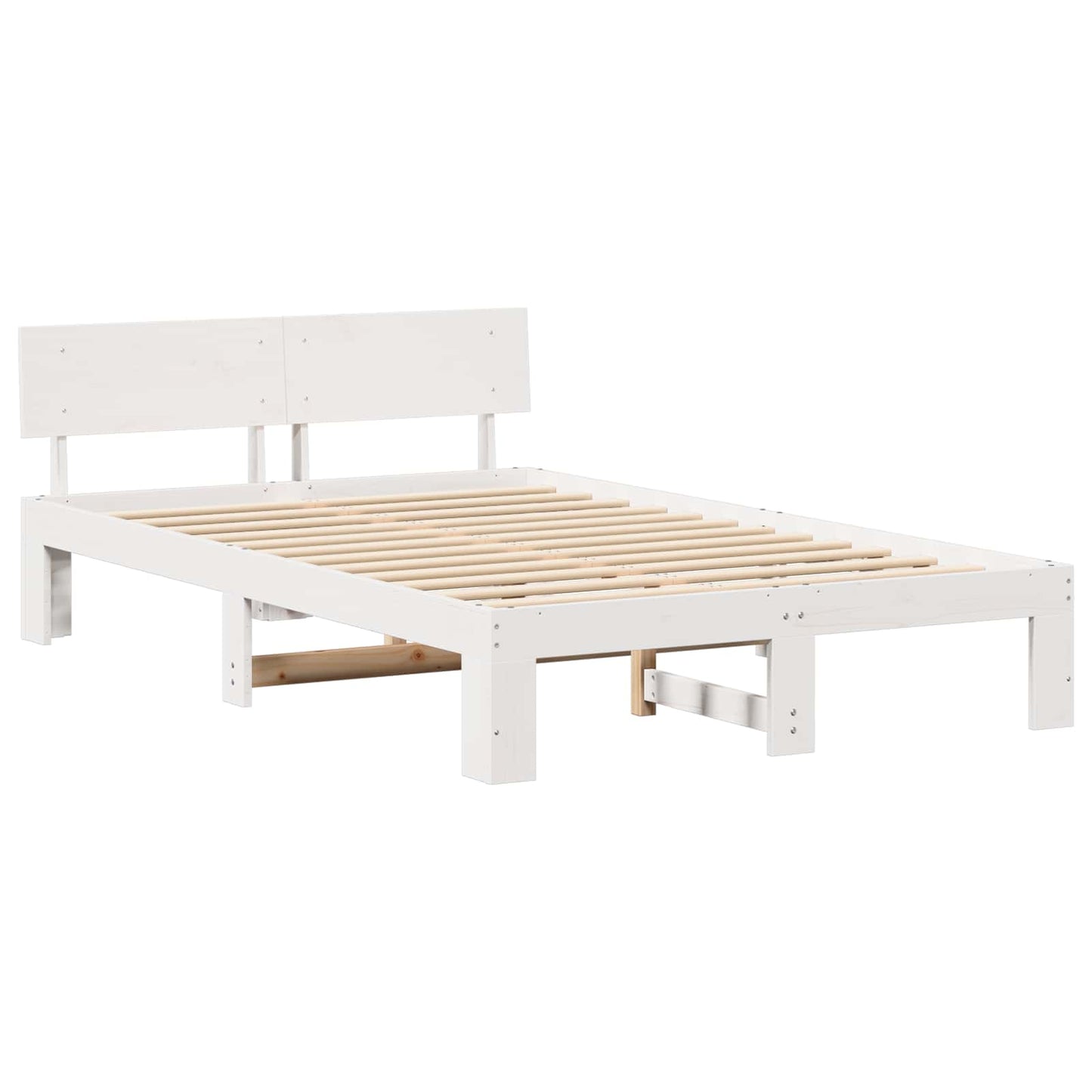 Sengestel med hovedgærde Hvid 120 x 200 cm Massiv fyrretræ