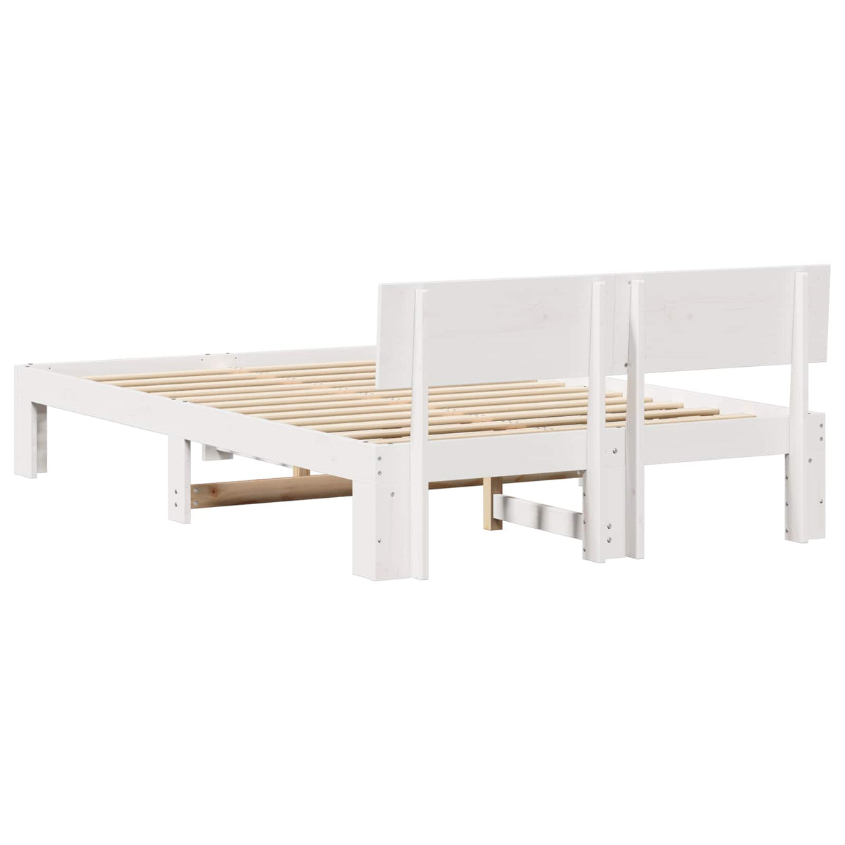 Sengestel med hovedgærde Hvid 120 x 200 cm Massiv fyrretræ