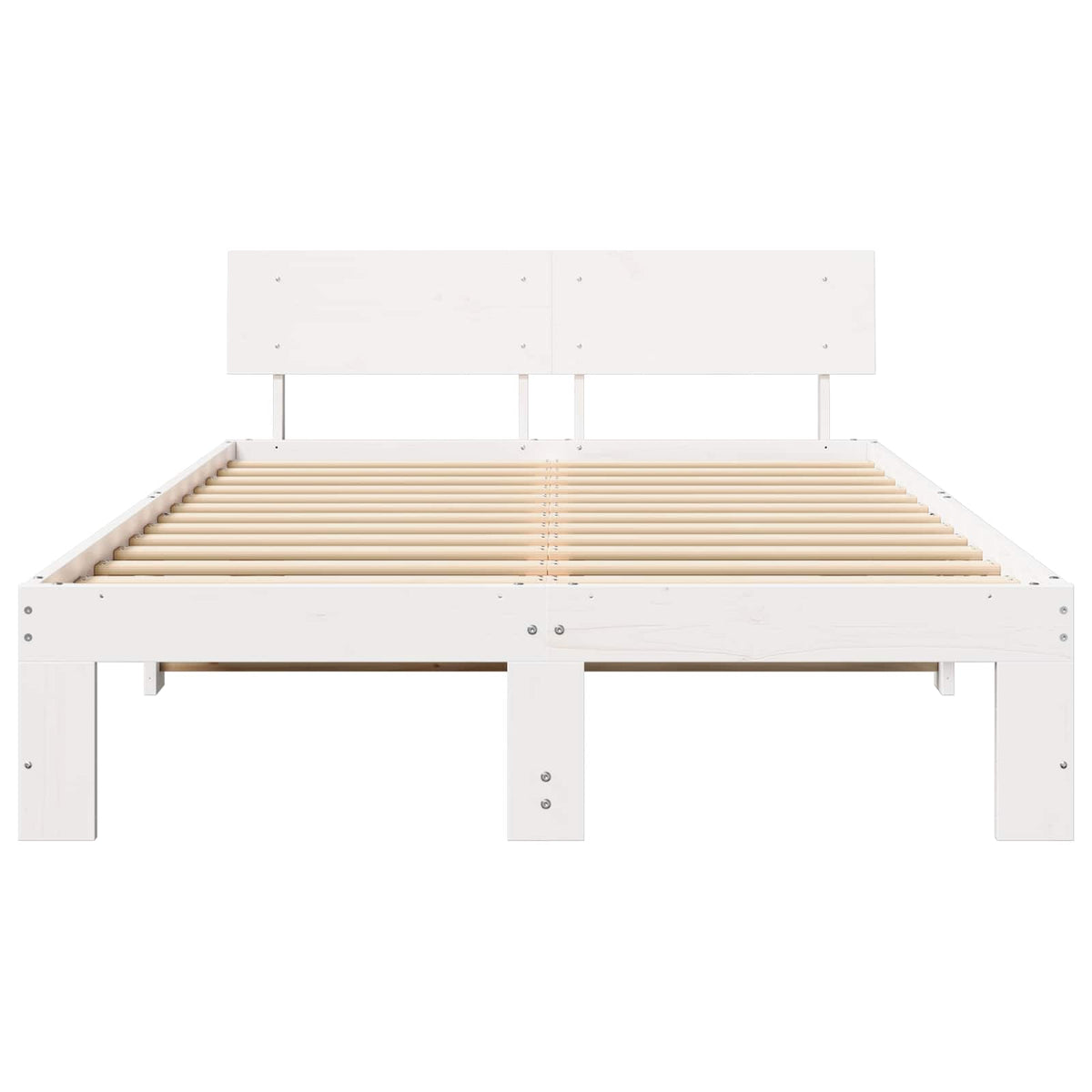 Sengestel med hovedgærde Hvid 120 x 200 cm Massiv fyrretræ