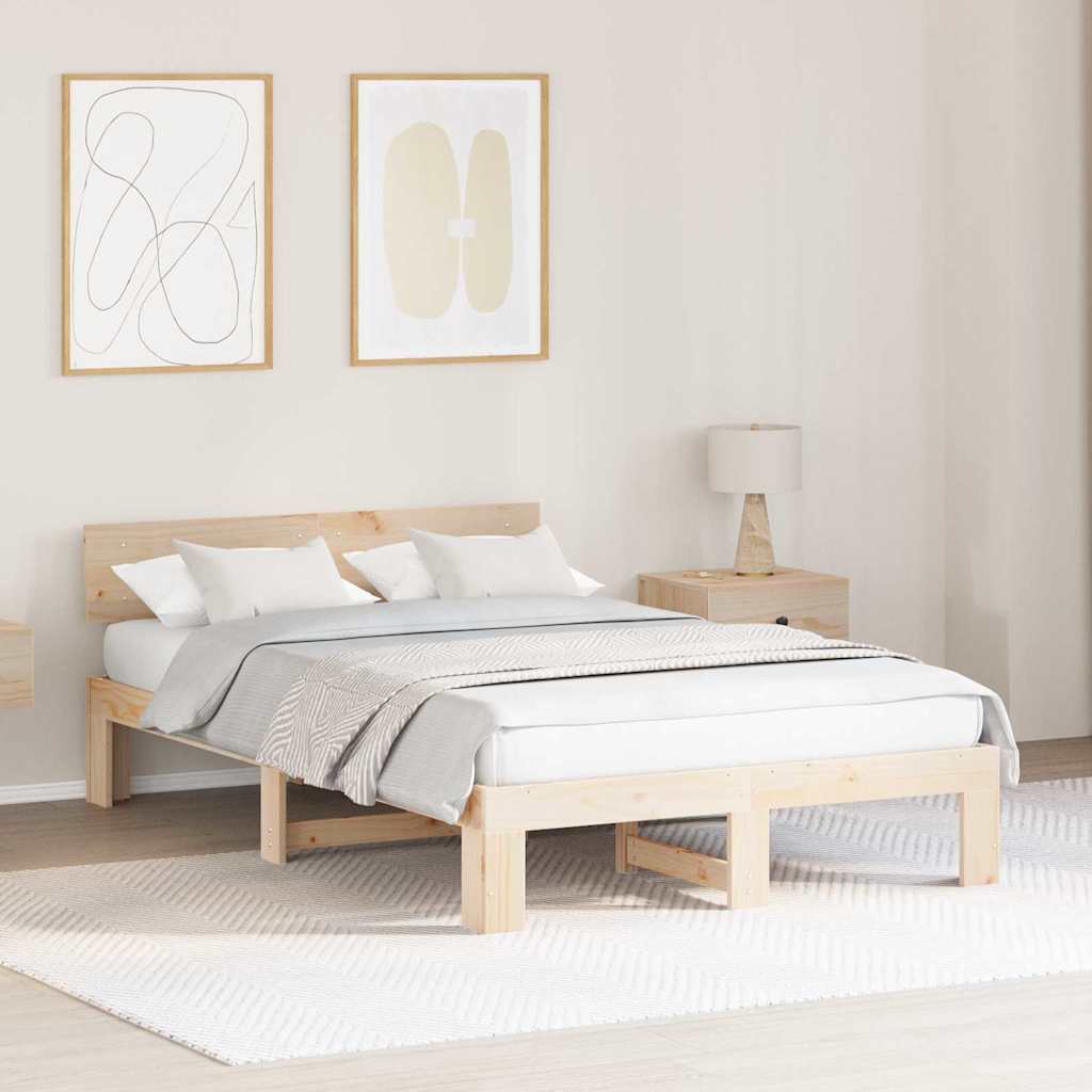 Sengestel Naturfarvet 135 x 190 cm Massiv fyrretræ