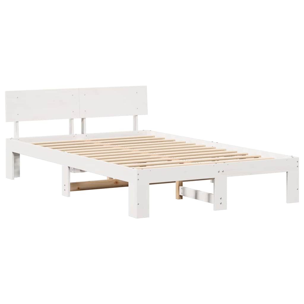 Sengestel med hovedgærde Hvid 120 x 190 cm Massiv fyrretræ