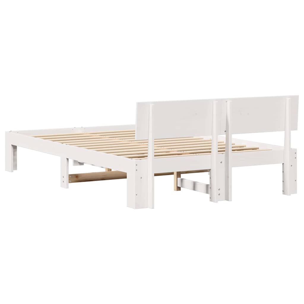 Sengestel med hovedgærde Hvid 120 x 190 cm Massiv fyrretræ
