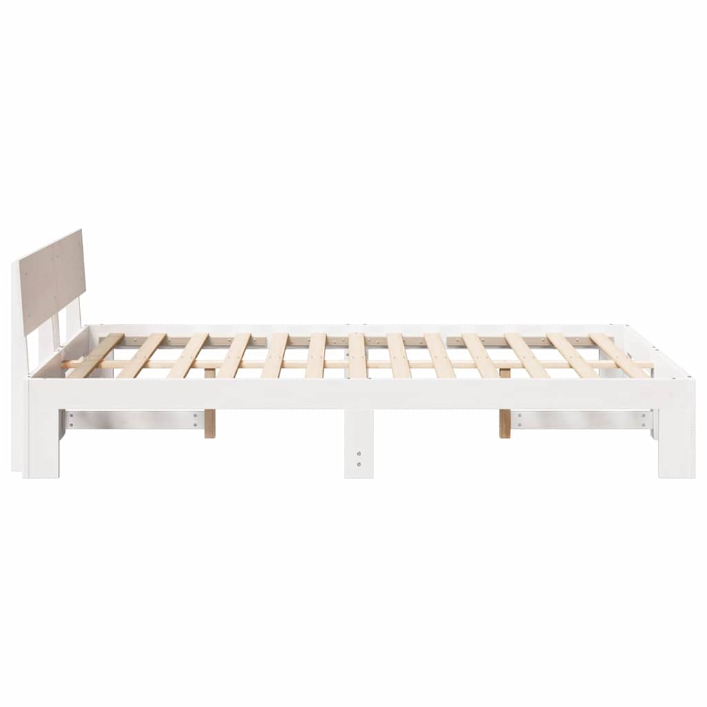 Sengestel med hovedgærde Hvid 120 x 190 cm Massiv fyrretræ