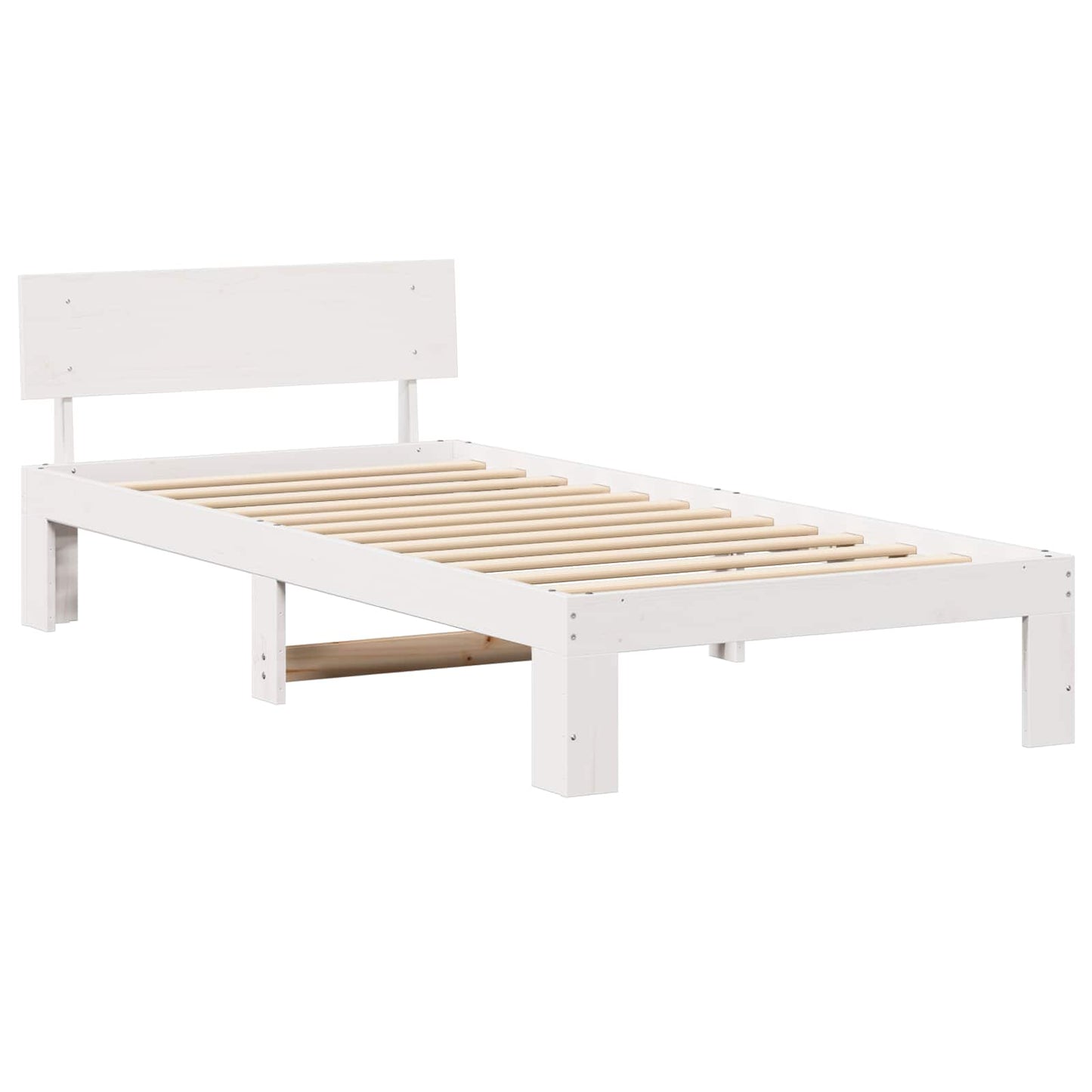 Sengestel med hovedgærde Hvid 90 x 200 cm Massiv fyrretræ