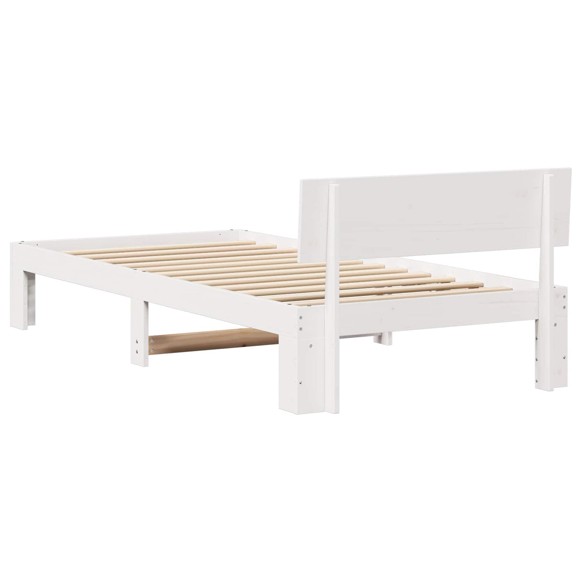 Sengestel med hovedgærde Hvid 90 x 200 cm Massiv fyrretræ