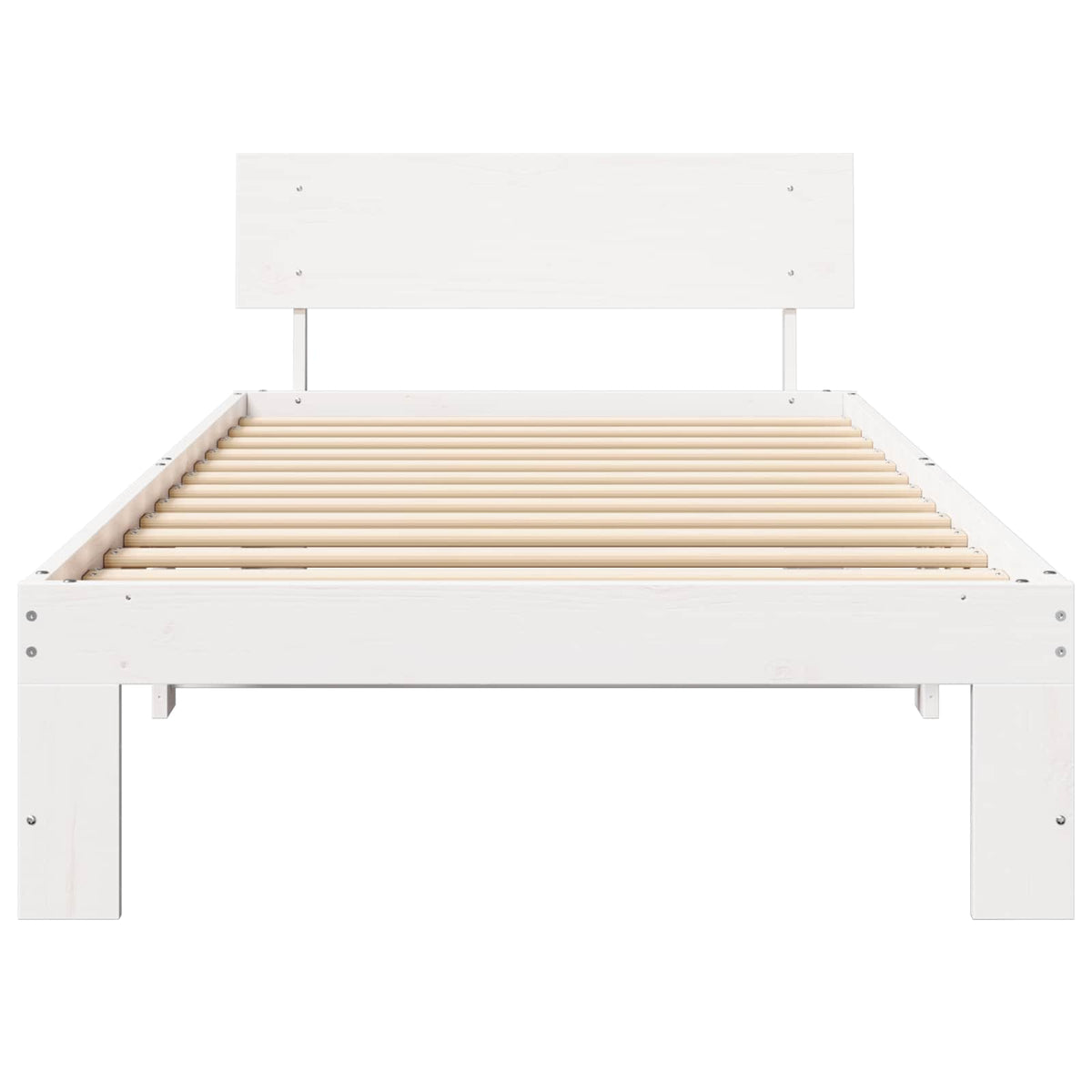 Sengestel med hovedgærde Hvid 90 x 200 cm Massiv fyrretræ