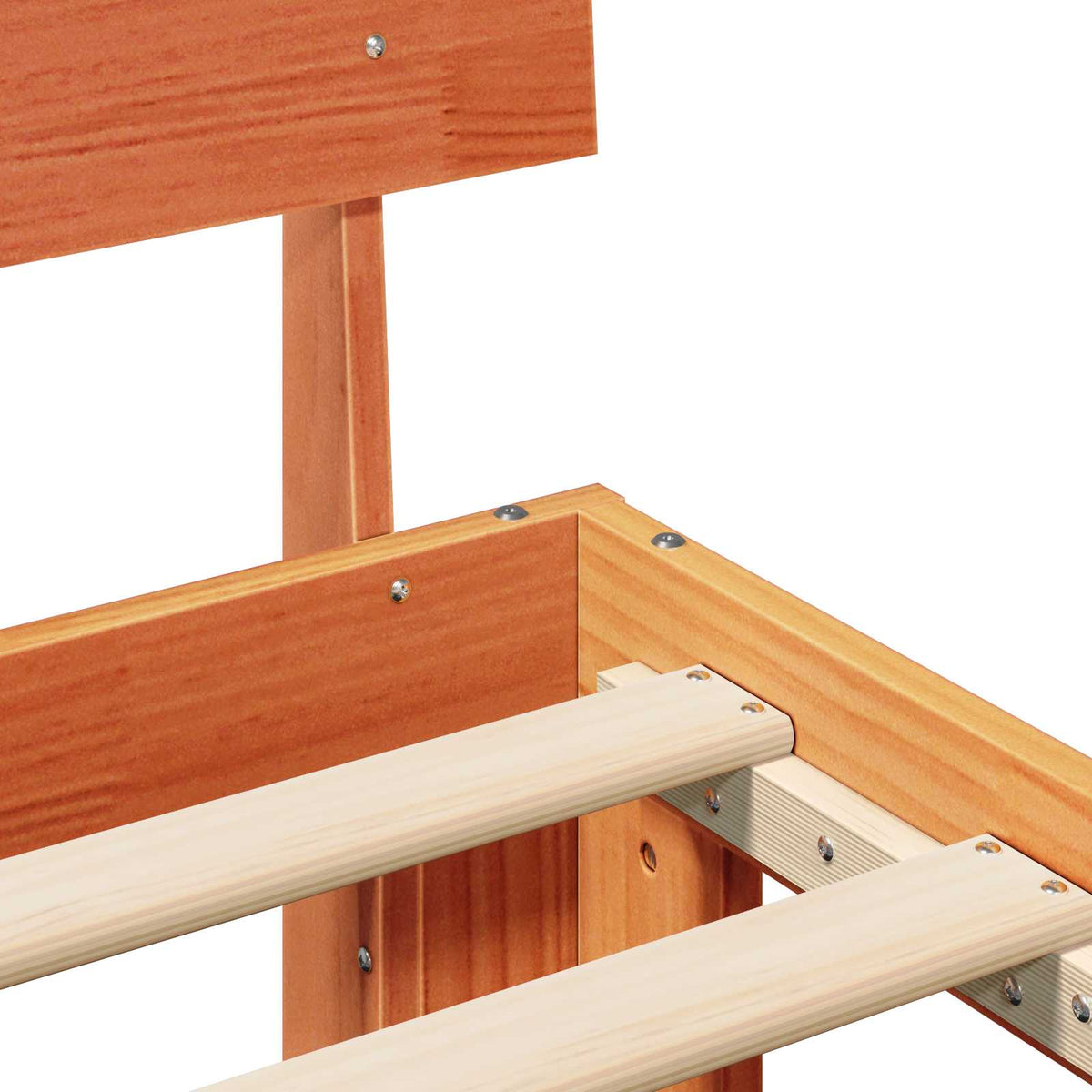 Sengestel med hovedgærde Voks brun 90 x 200 cm Massiv fyrretræ