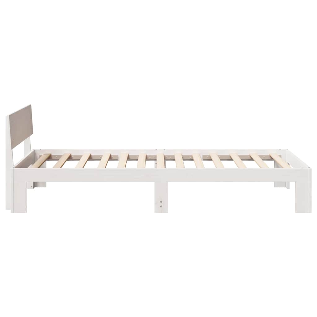 Sengestel med hovedgærde Hvid 80 x 200 cm Massiv fyrretræ