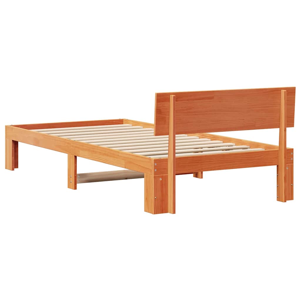 Sengestel med hovedgærde Voks brun 80 x 200 cm Massiv fyrretræ
