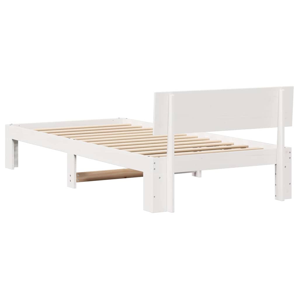 Sengestel med hovedgærde Hvid 90 x 190 cm Massiv fyrretræ