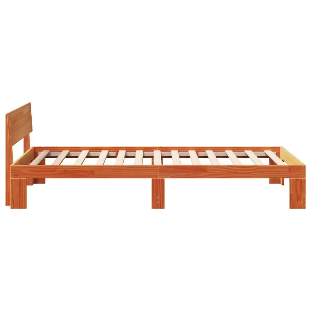 Sengestel med hovedgærde Voks brun 90 x 190 cm Massiv fyrretræ