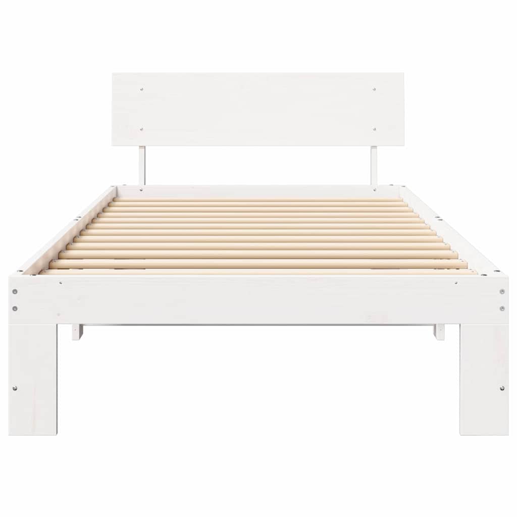 Sengestel med hovedgærde Hvid 75 x 190 cm Massiv fyrretræ