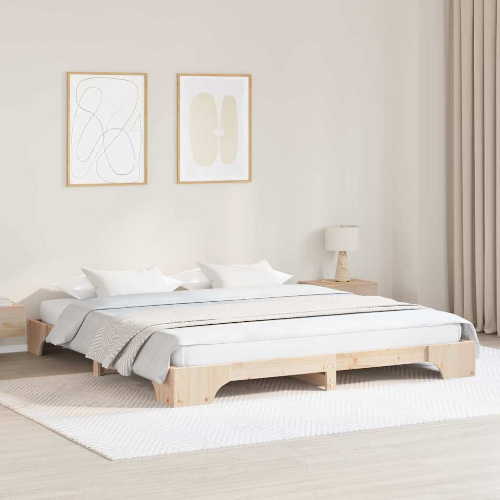 Sengestel Naturfarvet 200 x 200 cm Massiv fyrretræ