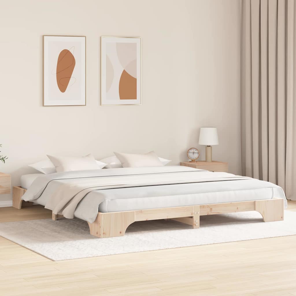 Sengestel Naturfarvet 200 x 200 cm Massiv fyrretræ