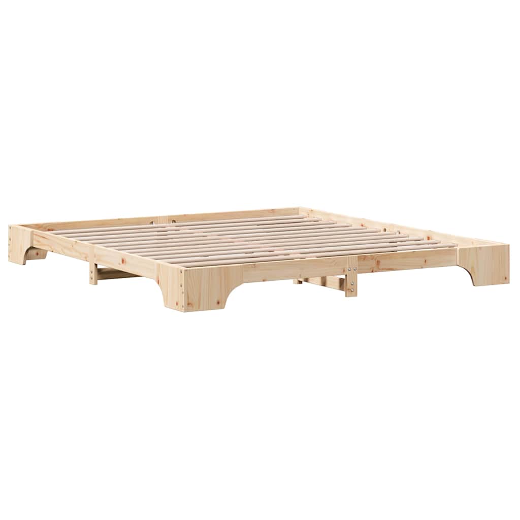 Sengestel Naturfarvet 200 x 200 cm Massiv fyrretræ