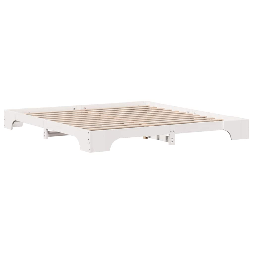 Sengestel Hvid 200 x 200 cm Massiv fyrretræ