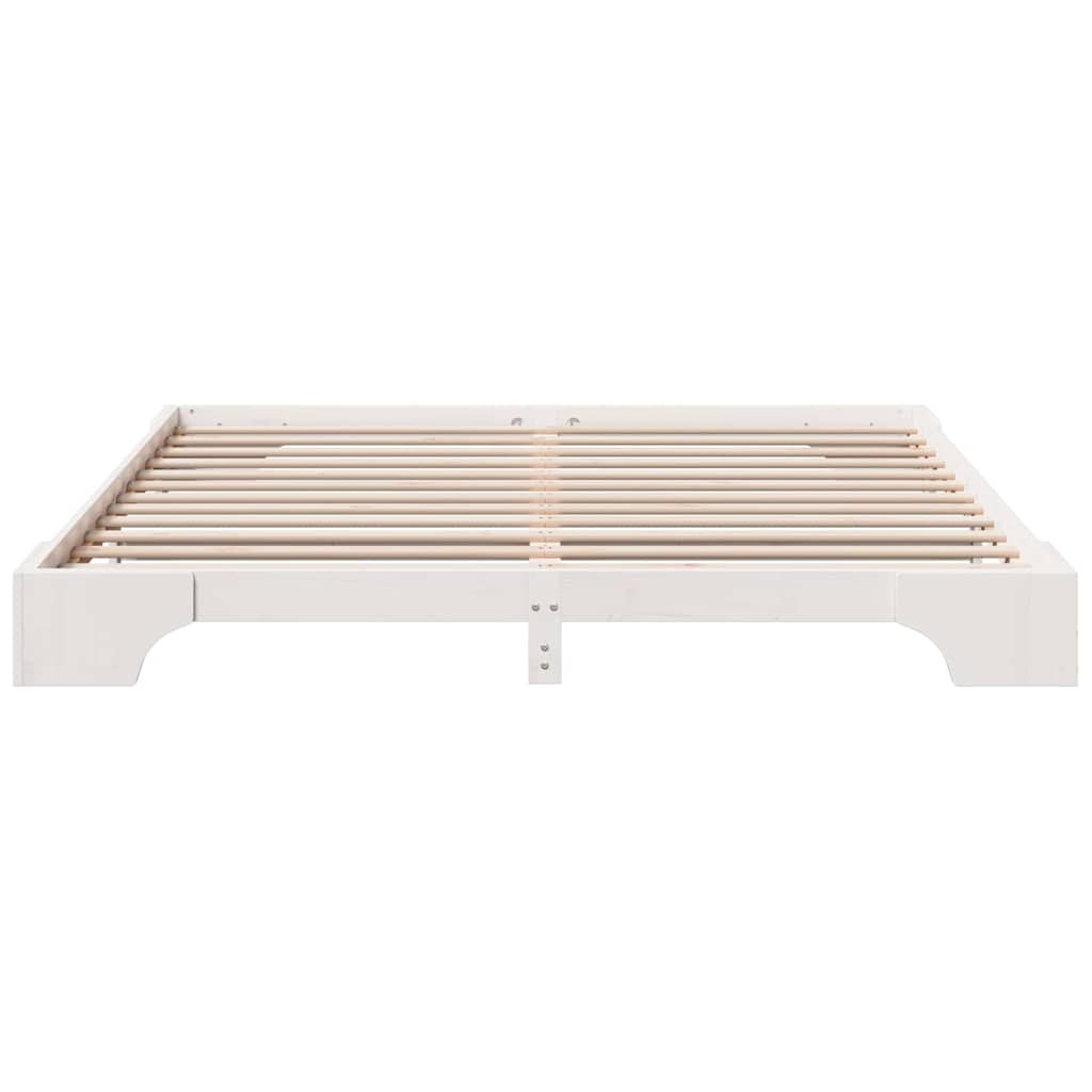 Sengestel Hvid 200 x 200 cm Massiv fyrretræ