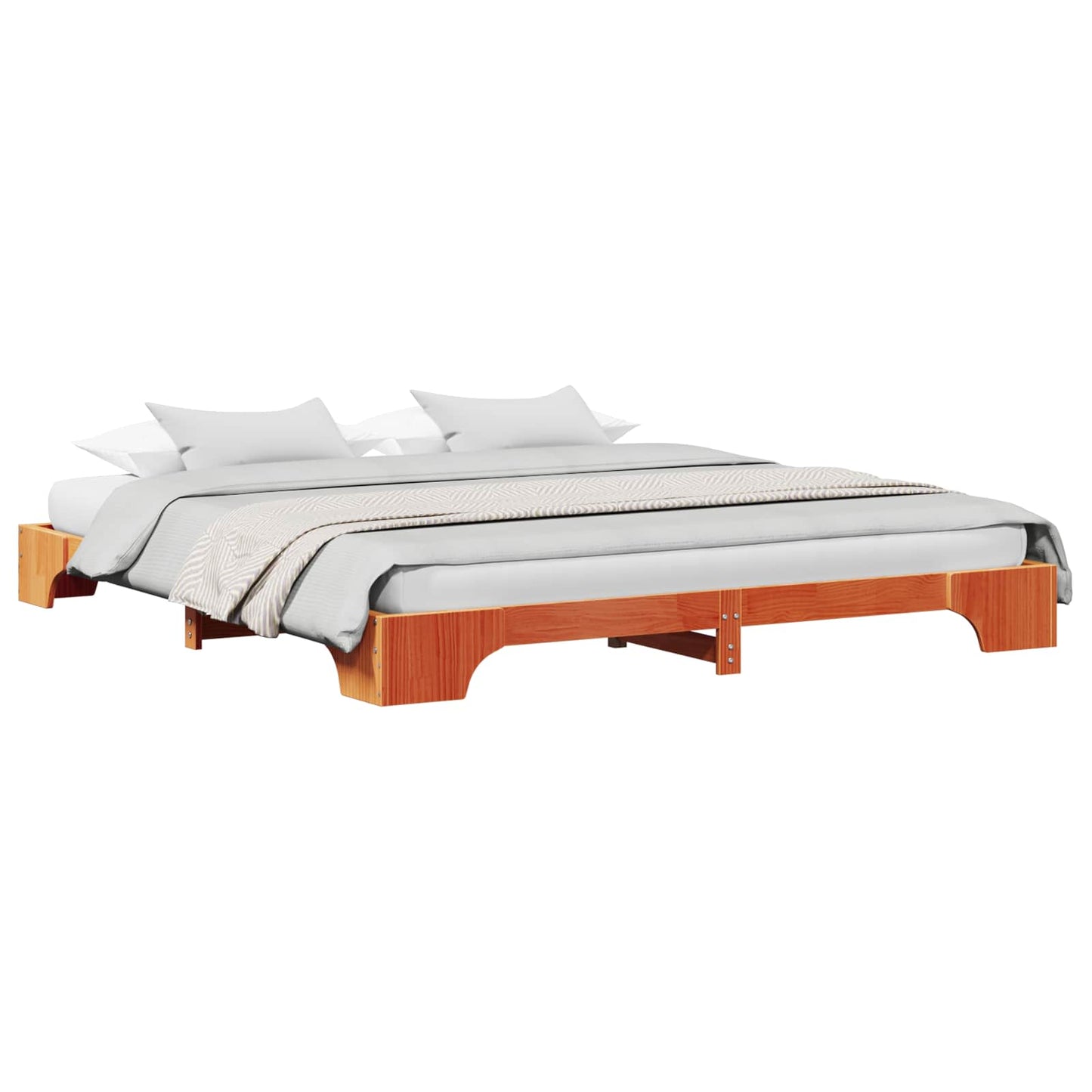 Sengestel Voks brun 200 x 200 cm Massiv fyrretræ