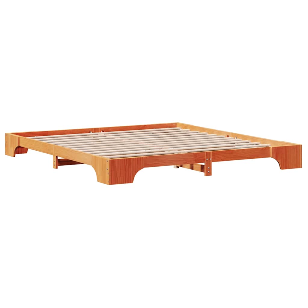 Sengestel Voks brun 200 x 200 cm Massiv fyrretræ