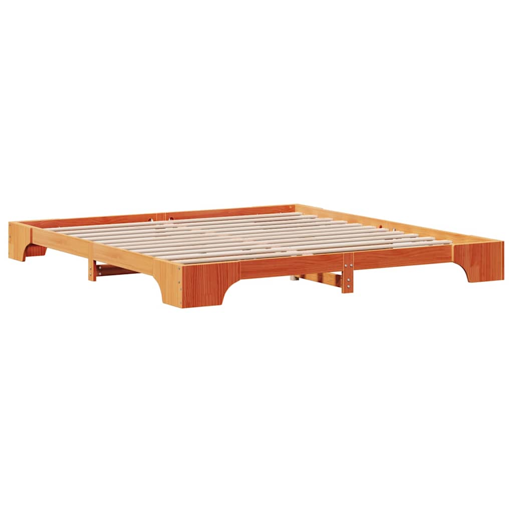 Sengestel Voks brun 200 x 200 cm Massiv fyrretræ