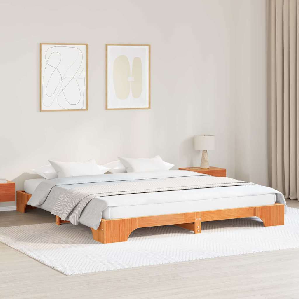 Sengestel Voks brun 180 x 200 cm Massiv fyrretræ