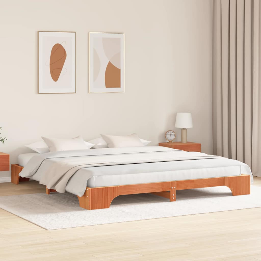 Sengestel Voks brun 180 x 200 cm Massiv fyrretræ