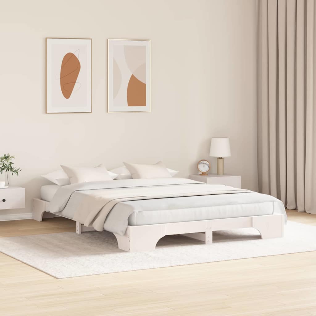 Sengestel Hvid 160 x 200 cm Massiv fyrretræ