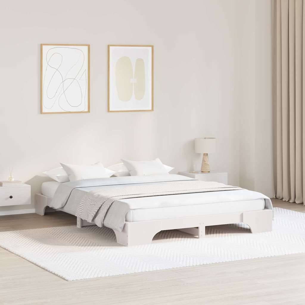 Sengestel Hvid 150 x 200 cm Massiv fyrretræ