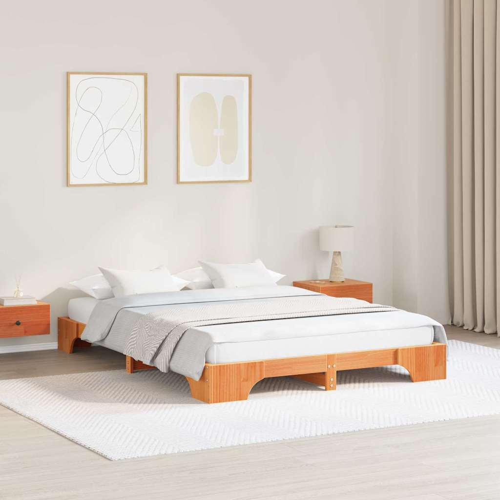 Sengestel Voks brun 150 x 200 cm Massiv fyrretræ