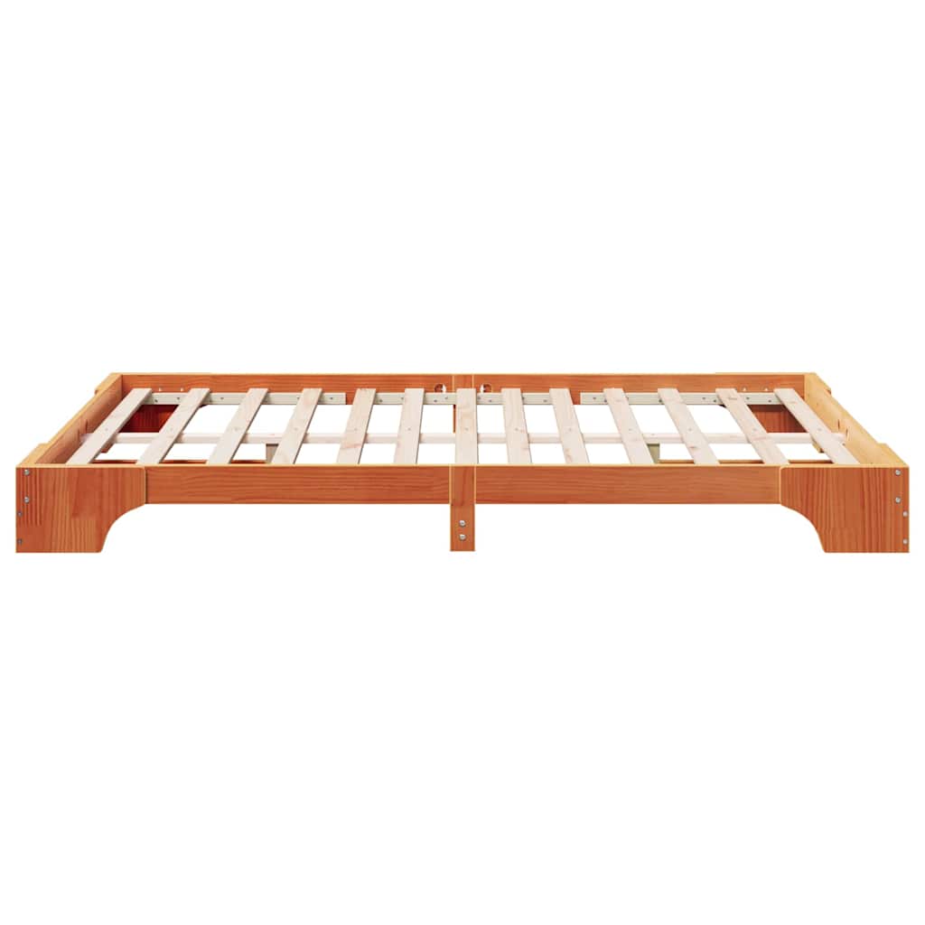 Sengestel Voks brun 150 x 200 cm Massiv fyrretræ