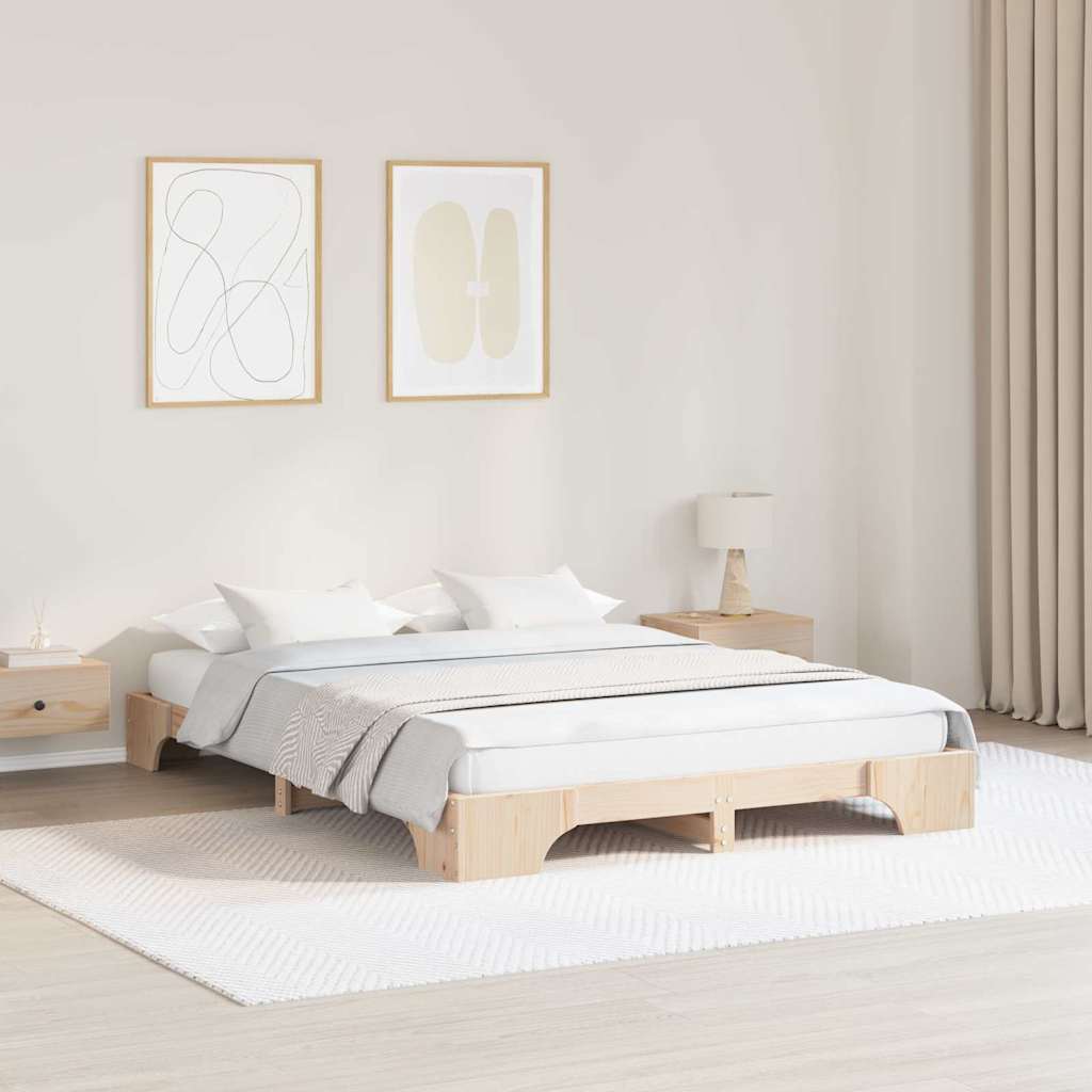 Sengestel Naturfarvet 140 x 200 cm Massiv fyrretræ