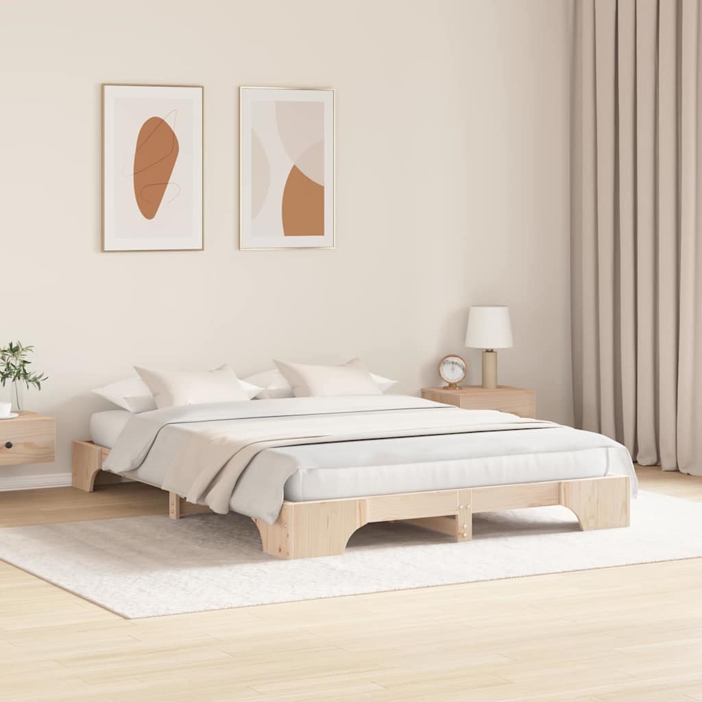 Sengestel Naturfarvet 140 x 200 cm Massiv fyrretræ