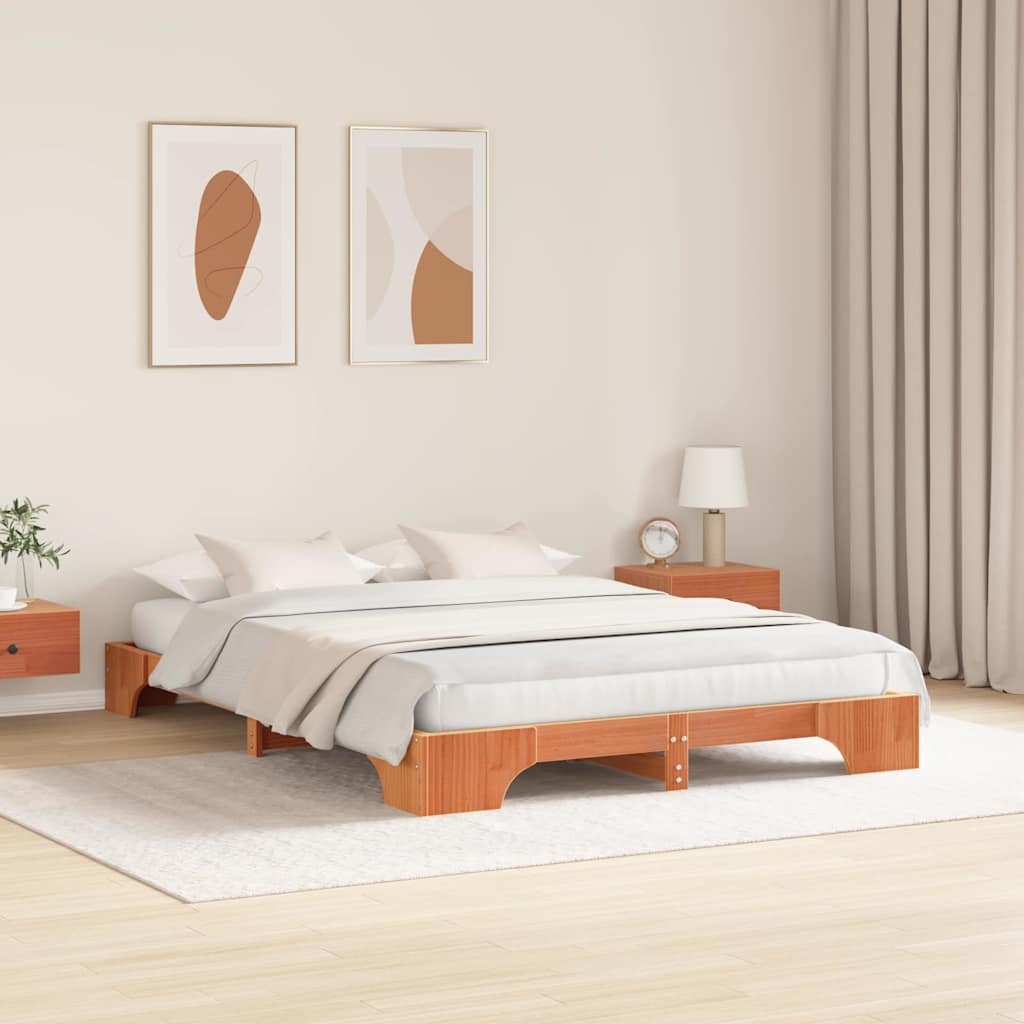Sengestel Voks brun 140 x 200 cm Massiv fyrretræ