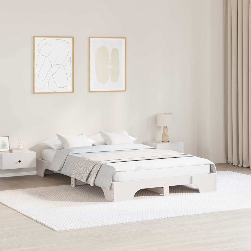 Sengestel Hvid 120 x 200 cm Massiv fyrretræ
