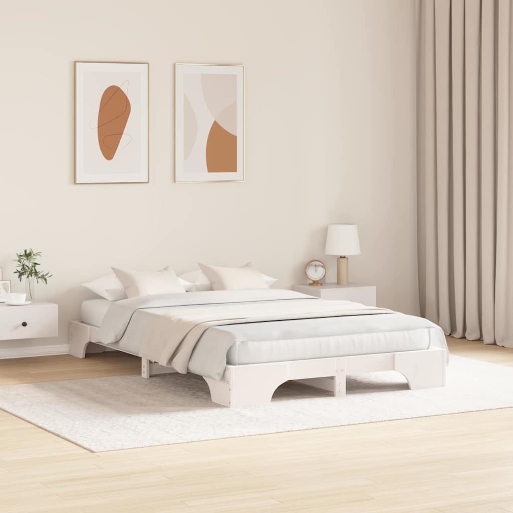 Sengestel Hvid 140 x 190 cm Massiv fyrretræ