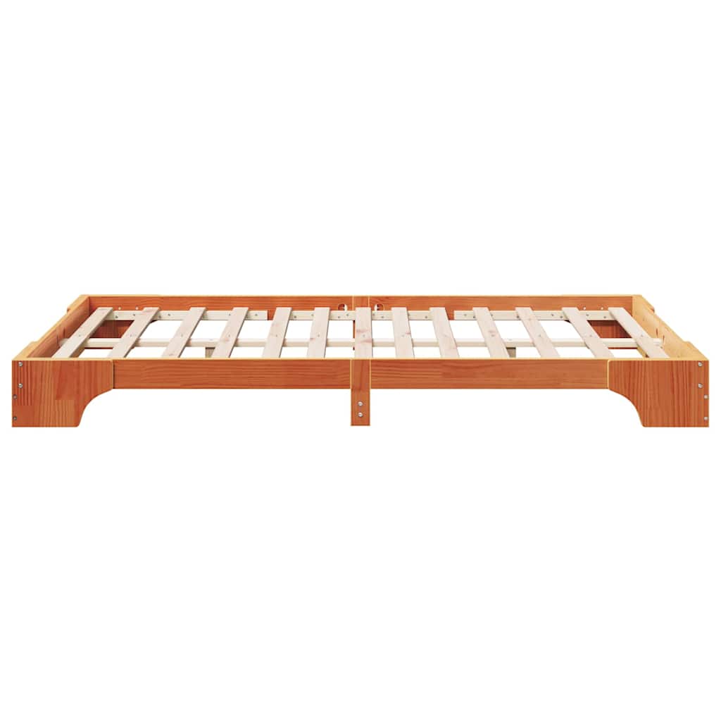Sengestel Voks brun 140 x 190 cm Massiv fyrretræ