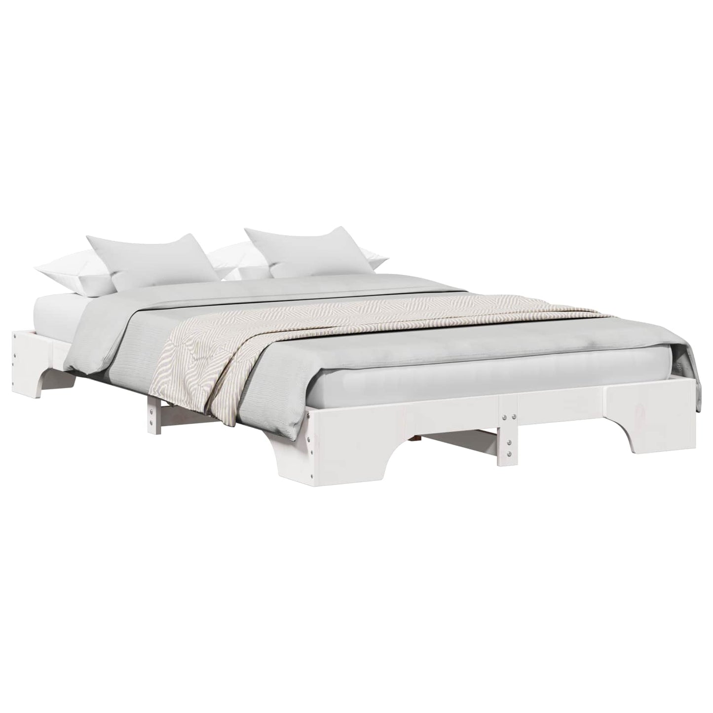 Sengestel Hvid 135 x 190 cm Massiv fyrretræ
