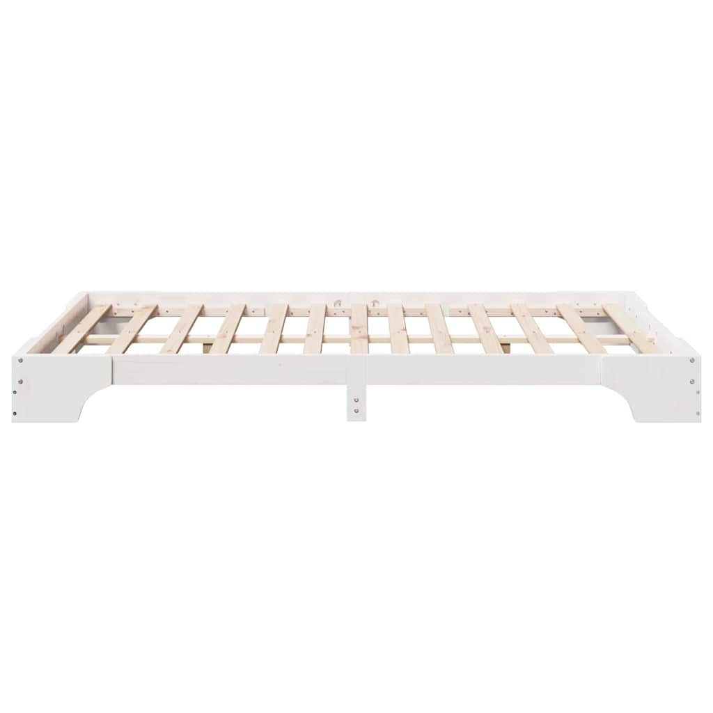Sengestel Hvid 135 x 190 cm Massiv fyrretræ