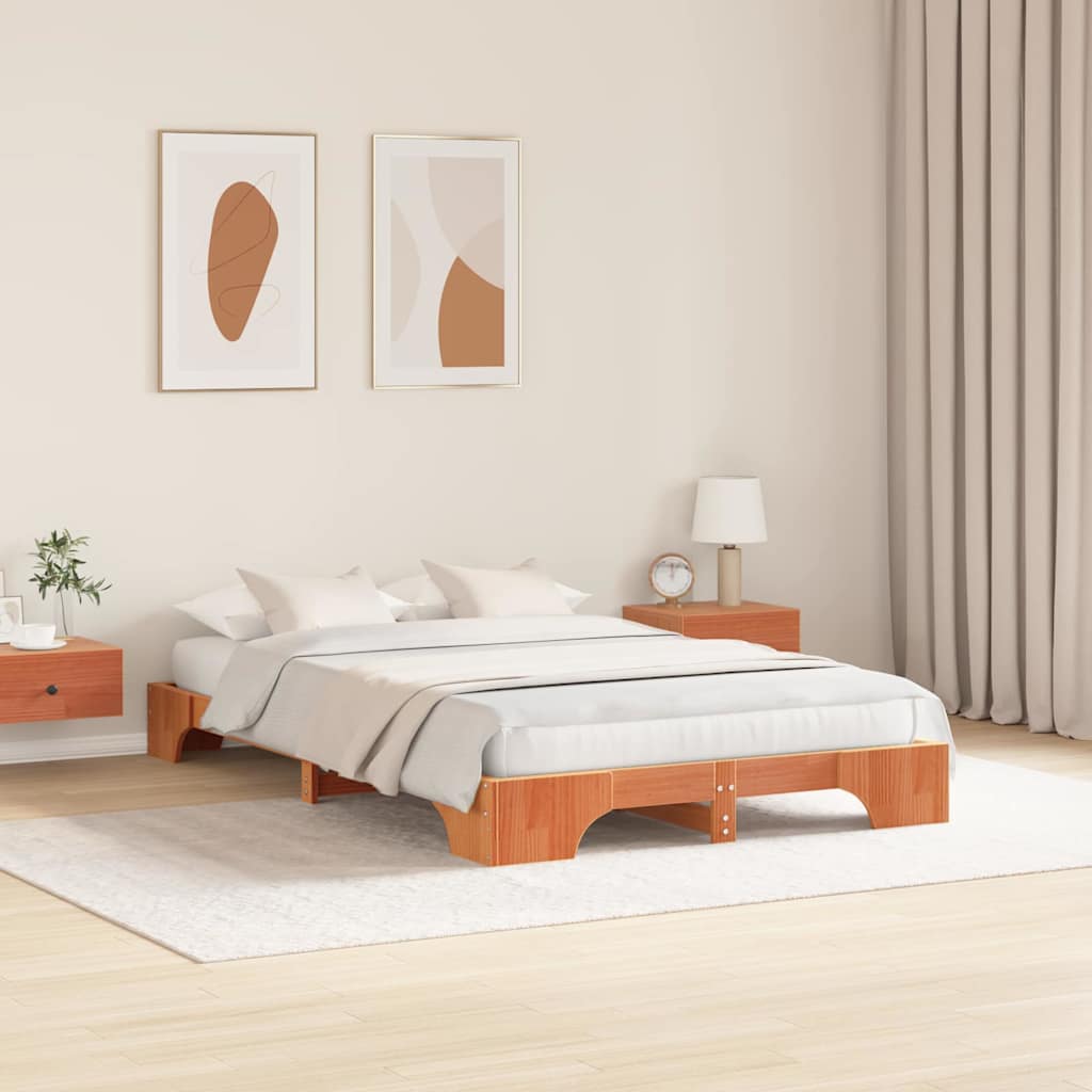 Sengestel Voks brun 120 x 190 cm Massiv fyrretræ