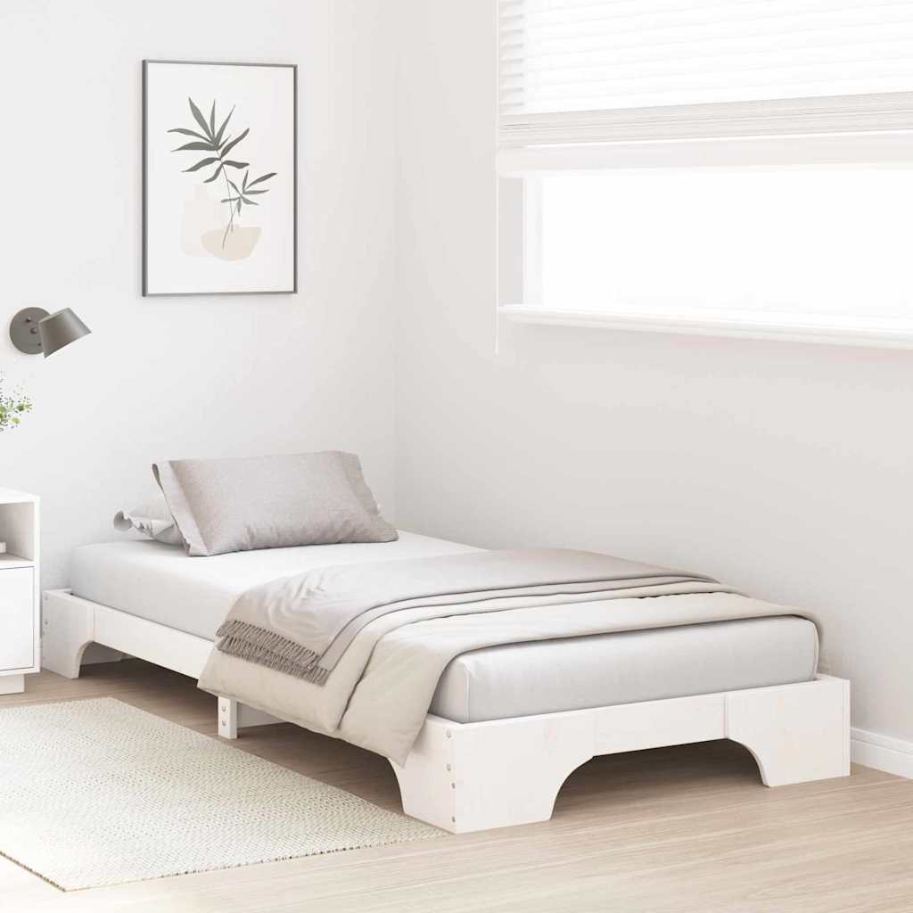 Sengestel Hvid 100 x 200 cm Massiv fyrretræ