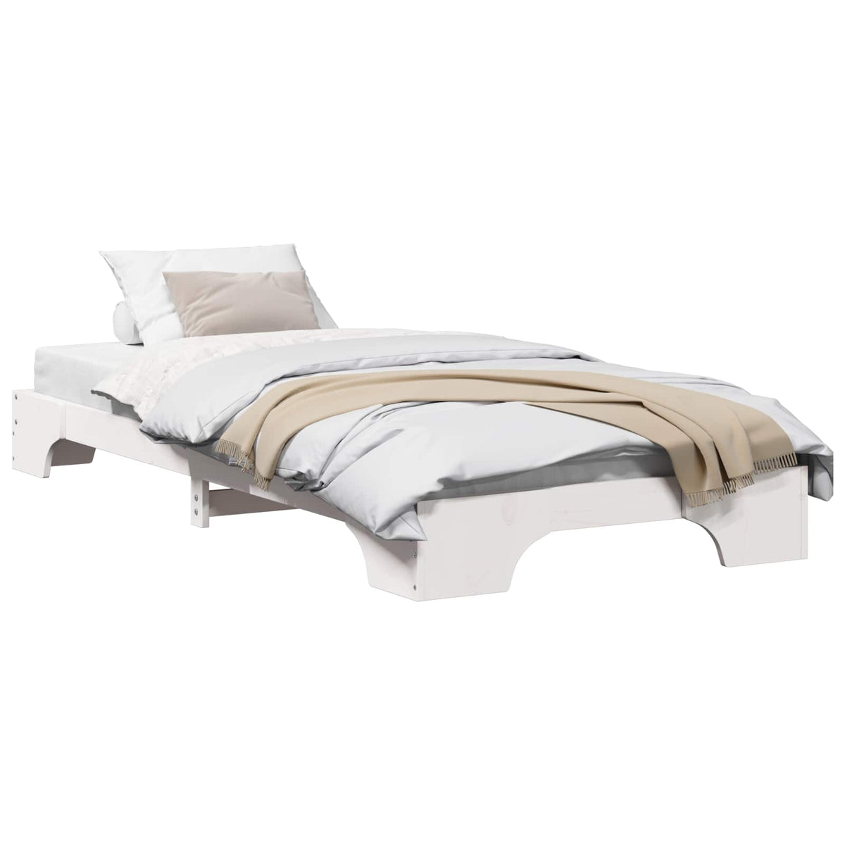 Sengestel Hvid 100 x 200 cm Massiv fyrretræ