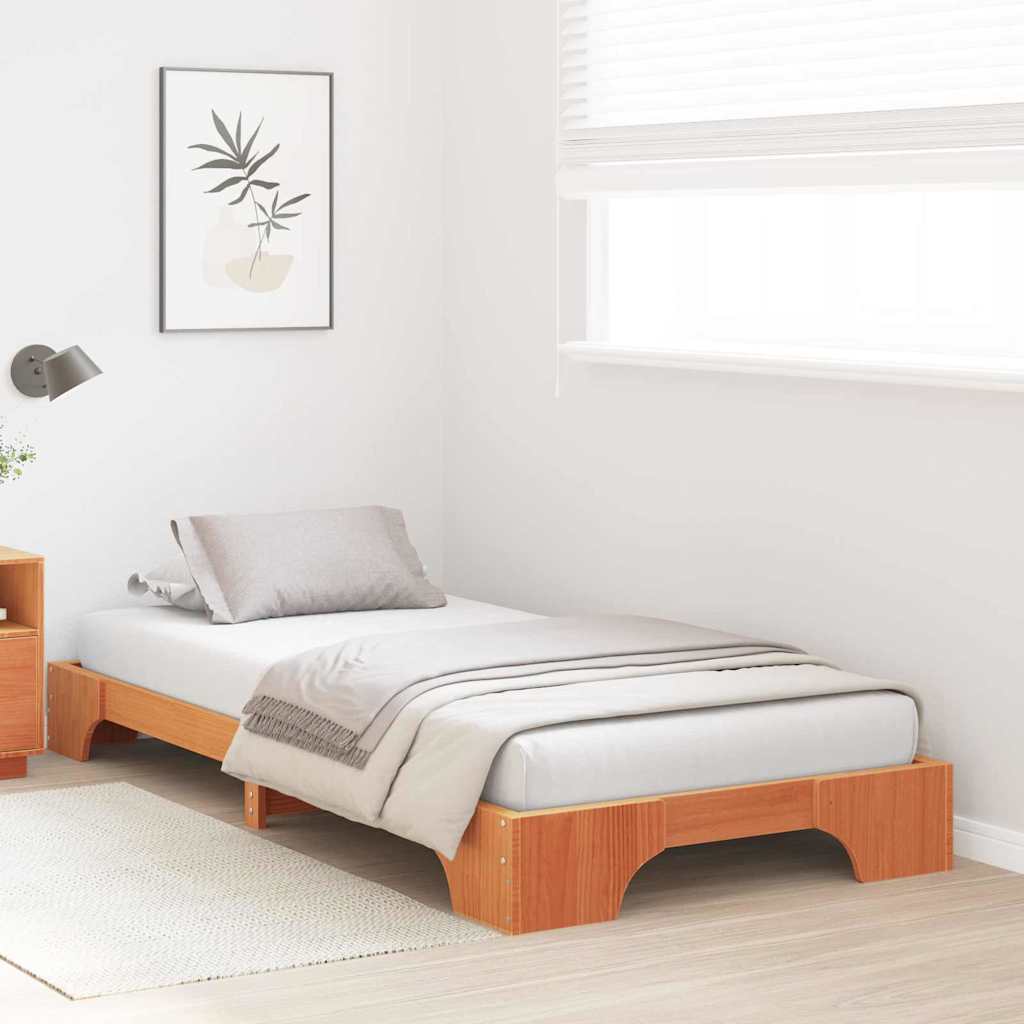 Sengestel Voks brun 100 x 200 cm Massiv fyrretræ