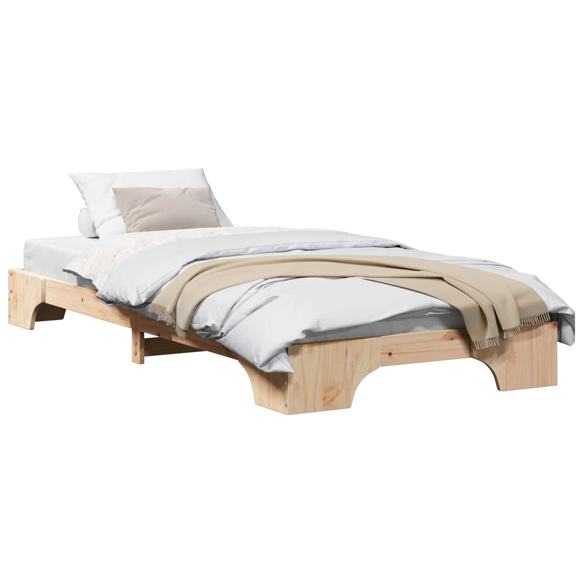 Sengestel Naturfarvet 75 x 190 cm Massiv fyrretræ