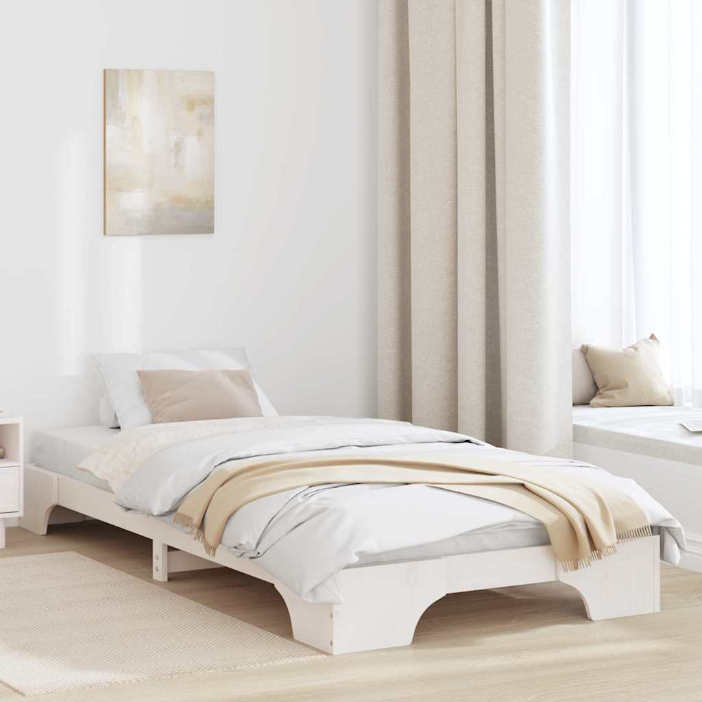 Sengestel Hvid 75 x 190 cm Massiv fyrretræ