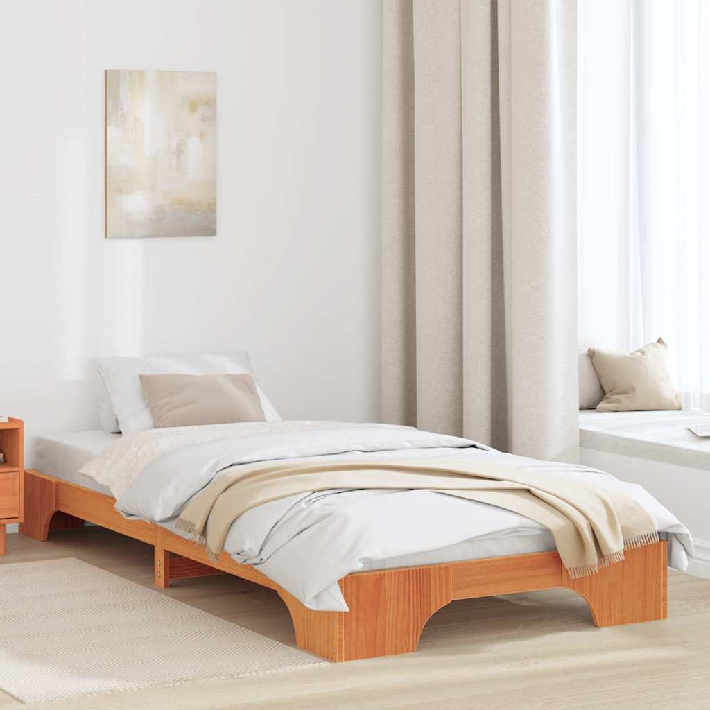 Sengestel Voks brun 75 x 190 cm Massiv fyrretræ